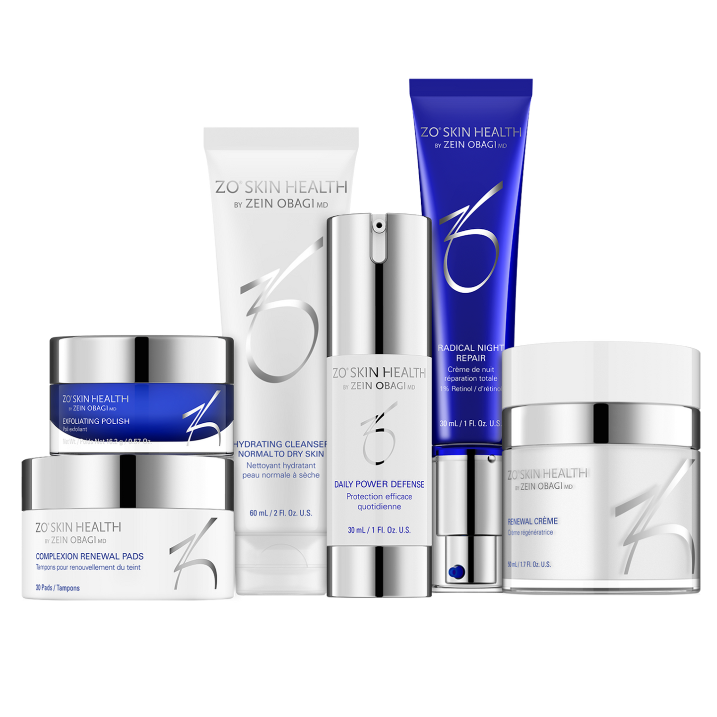ZO Skin Health skincare products on a white background