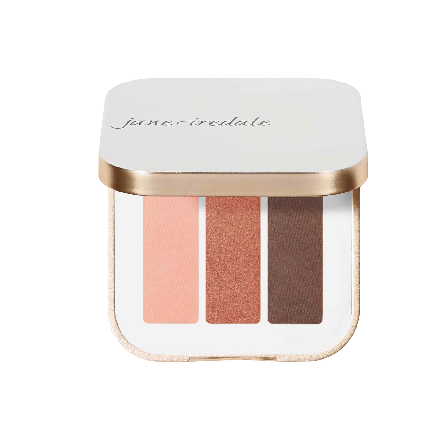 Jane Iredale PurePressed® Eye Shadow Triple featuring three richly pigmented eye shadows in matte and shimmer finishes, suitable for all skin tones and sensitive eyes.