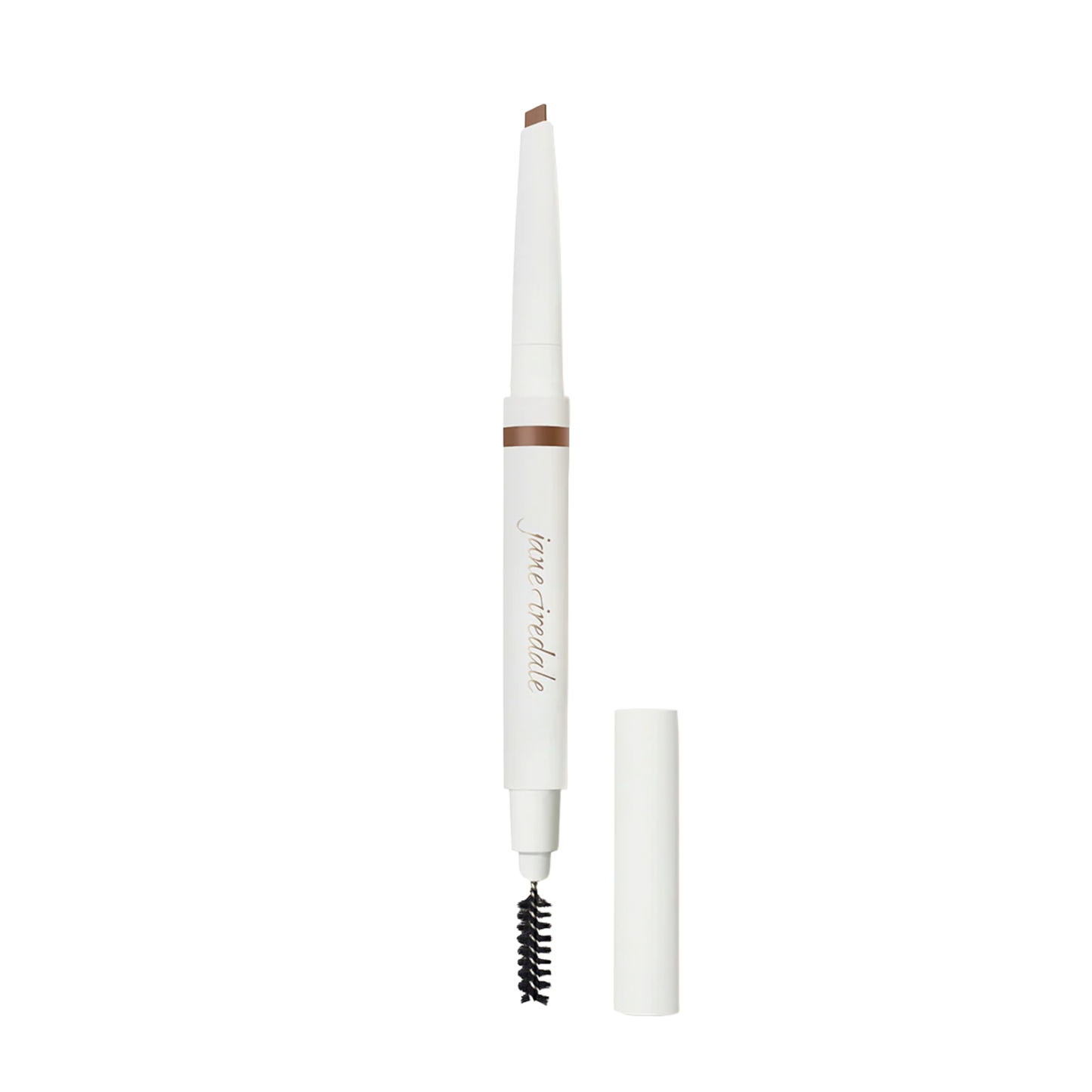 Jane Iredale PureBrow Shaping Pencil with tear-drop tip and spoolie for shaping and filling brows
