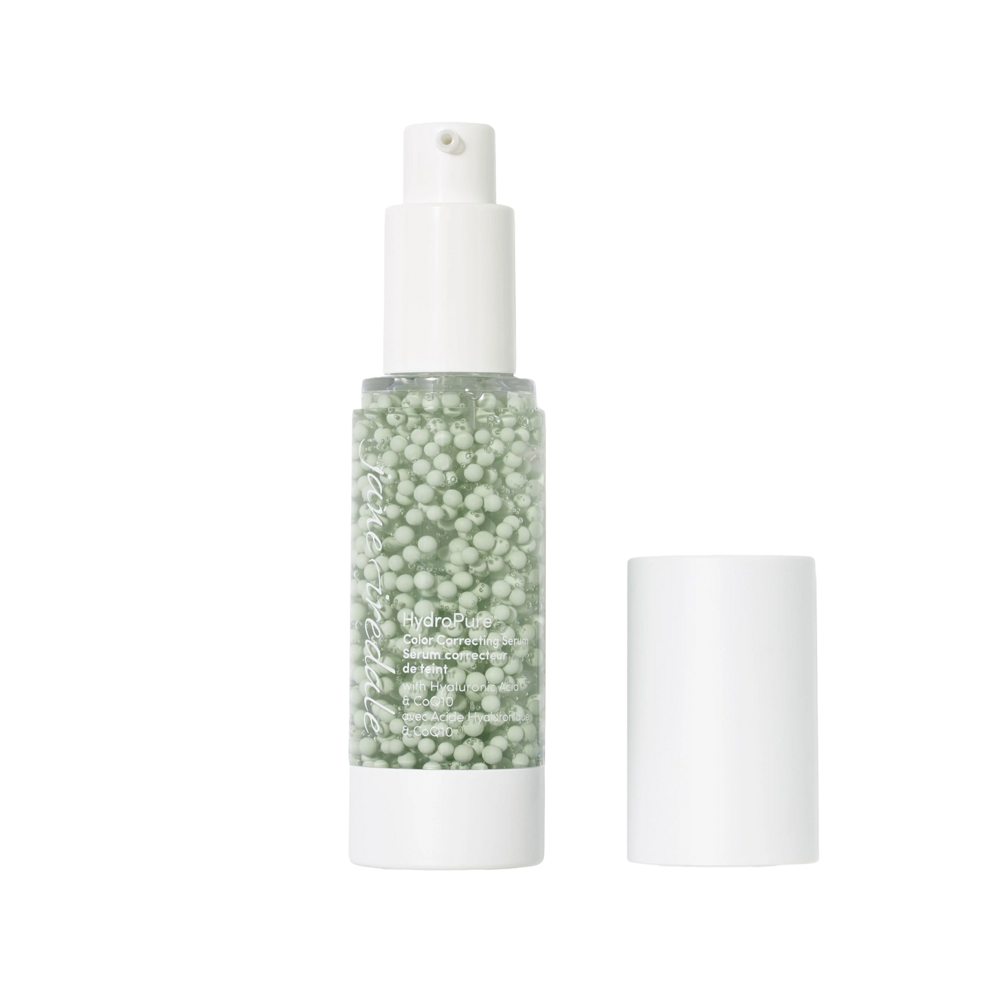 Jane Iredale HydroPure™ Color Correcting Serum – green‑tinted, redness‑neutralizing hydrating serum with Hyaluronic Acid & CoQ10