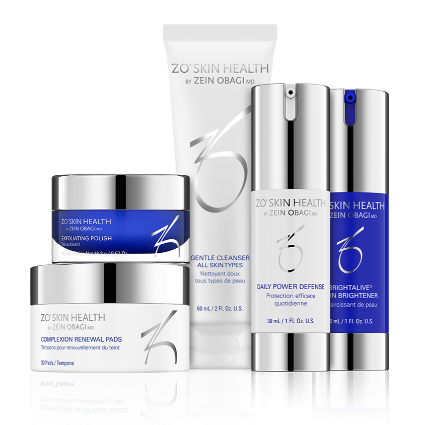 Set of skincare products on a white background