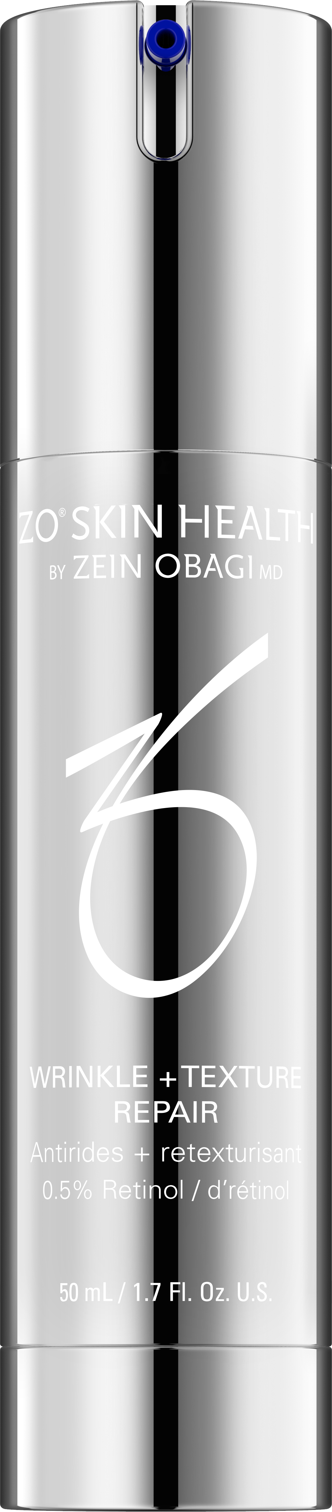ZO Skin Health serum bottle with branding on a white background