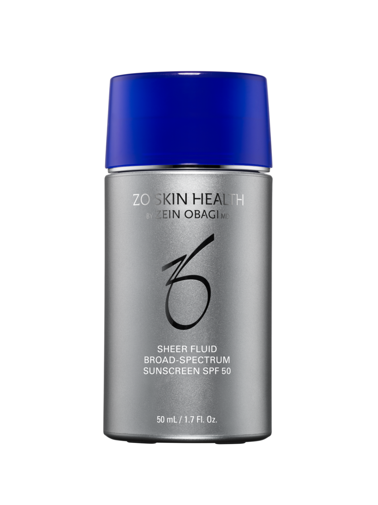 ZO Skin Health Sheer Fluid bottle with blue cap on a white background