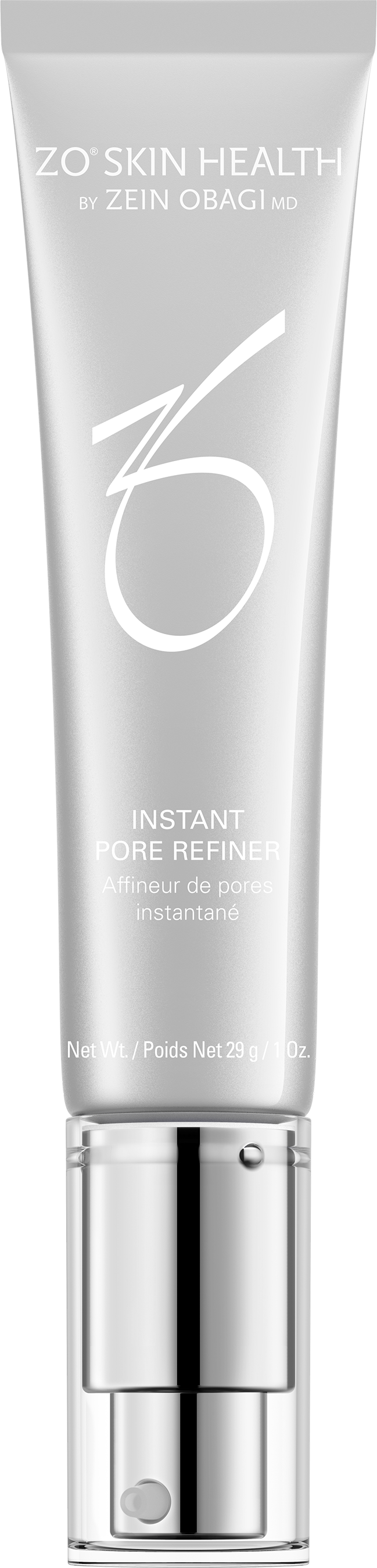 ZO Skin Health Instant Pore Refiner bottle with silver cap on a white background