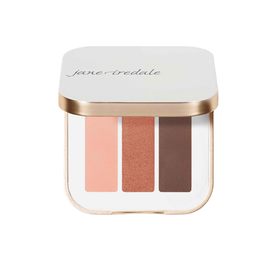 Jane Iredale PurePressed® Eye Shadow Triple featuring three richly pigmented eye shadows in matte and shimmer finishes, suitable for all skin tones and sensitive eyes.