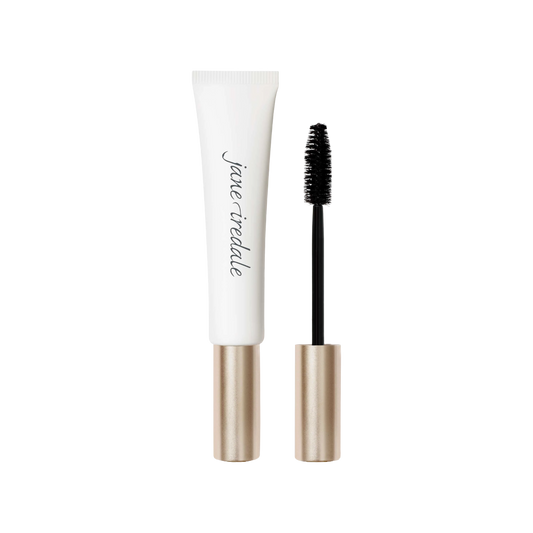 Jane Iredale Longest Lash Thickening and Lengthening Mascara in squeezable tube with jumbo fiber brush for buildable length and volume