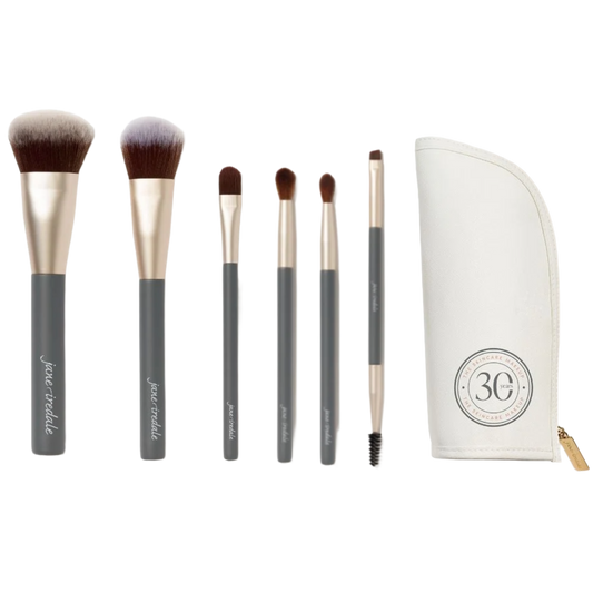 Jane Iredale Complexion Brush Set with six vegan brushes and limited-edition carrying case