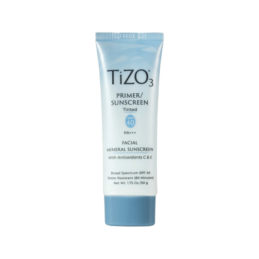 TIZO3 Facial Primer Tinted mineral sunscreen with matte finish, SPF protection, and primer benefits.