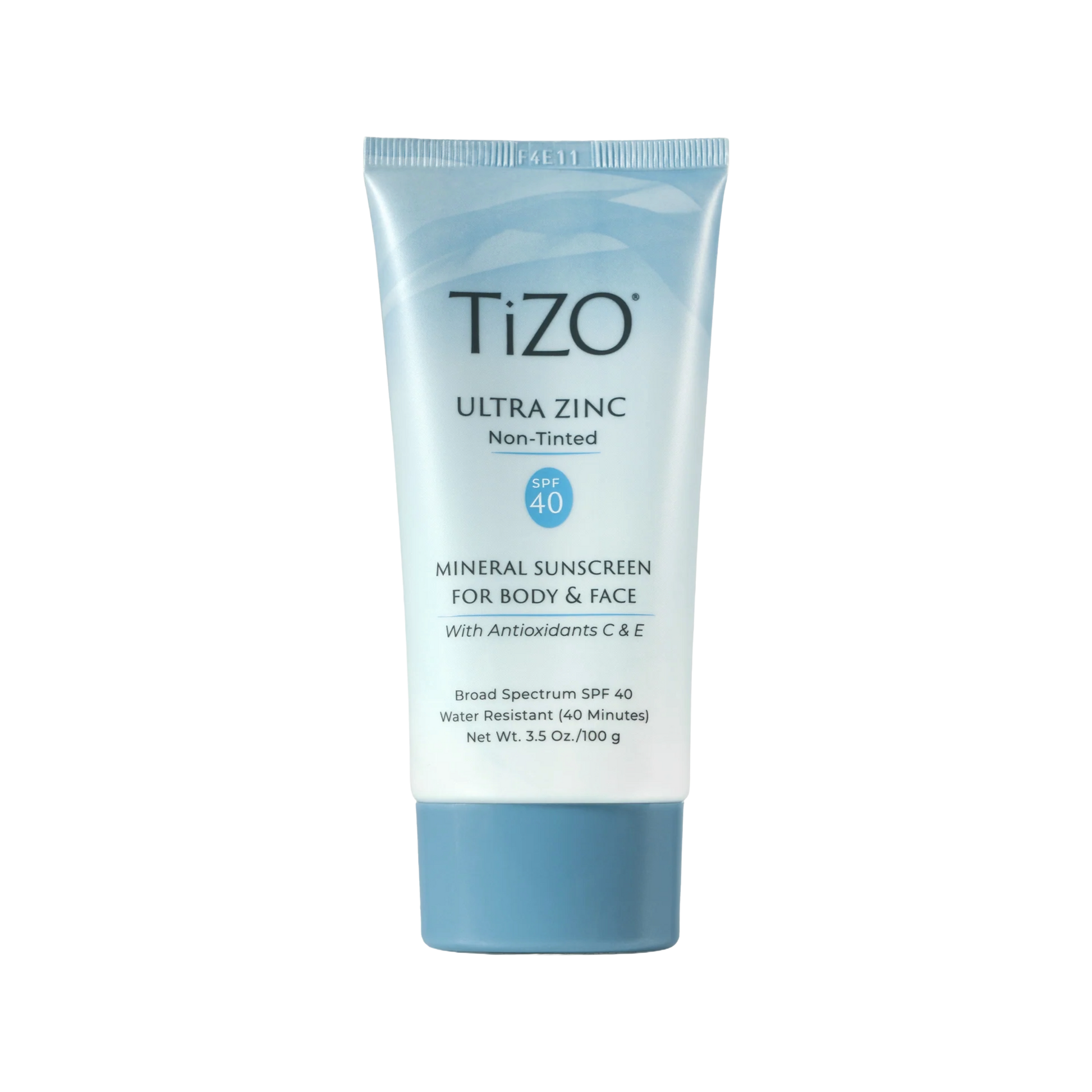 TIZO Ultra Zinc Body & Face Non-Tinted sunscreen with 20% zinc oxide for broad-spectrum SPF 40 protection.