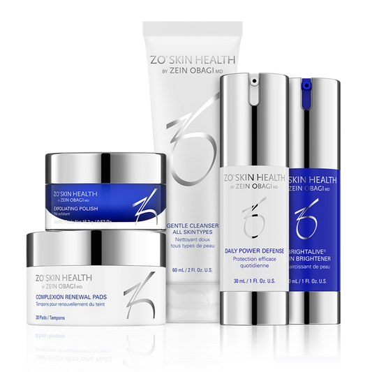 Set of skincare products on a white background